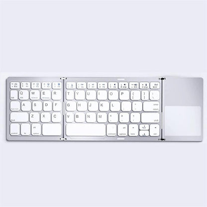 Foldable Bluetooth Keyboard with Touchpad – Rechargeable Portable Wireless Keyboard for iPad, iPhone, Laptop, Tablet, PC (iOS/Android/Windows), 3-Device Sync, 40H Battery, USB-C