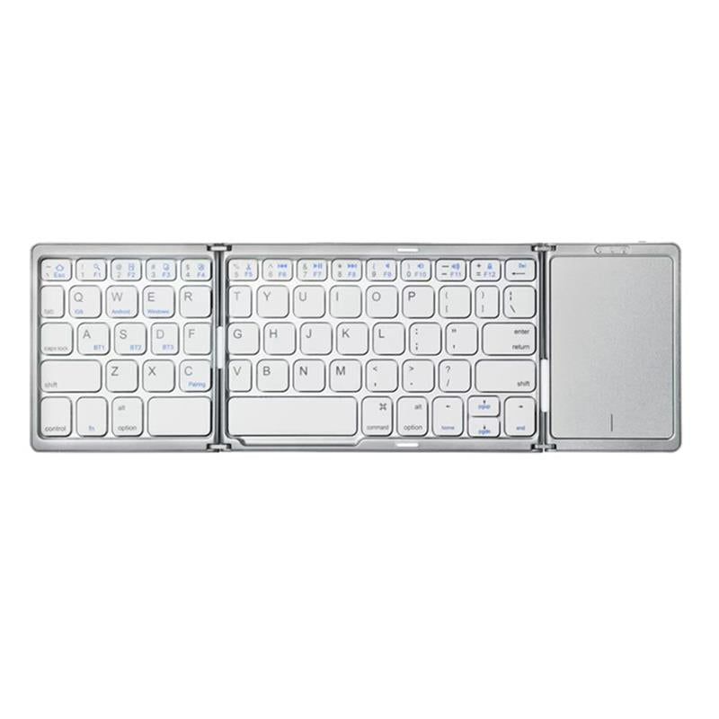Foldable Bluetooth Keyboard with Touchpad – Rechargeable Portable Wireless Keyboard for iPad, iPhone, Laptop, Tablet, PC (iOS/Android/Windows), 3-Device Sync, 40H Battery, USB-C