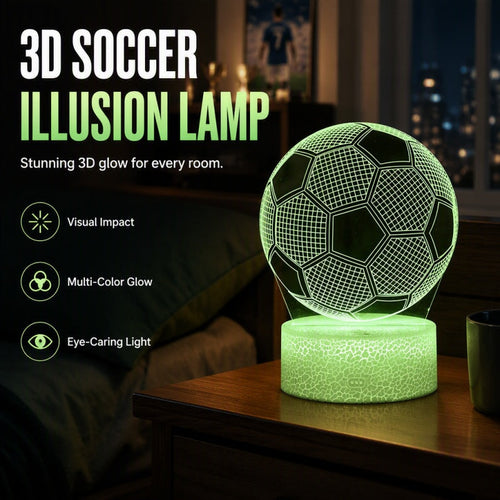 ⚽ 50% OFF! Glow Soccer Night Light | 3D Holographic Illusion | Dynamic RGB Color Changing | Eye-Friendly LED | Touch & Remote Control 🌈✨