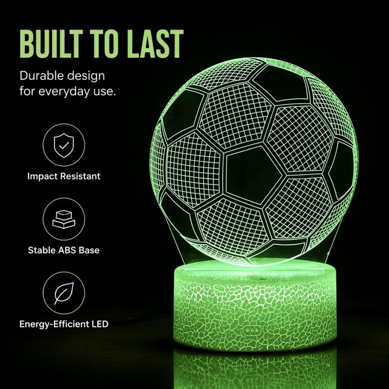 ⚽ 50% OFF! Glow Soccer Night Light | 3D Holographic Illusion | Dynamic RGB Color Changing | Eye-Friendly LED | Touch & Remote Control 🌈✨