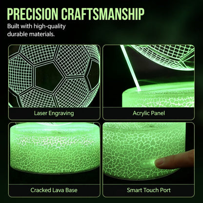 ⚽ 50% OFF! Glow Soccer Night Light | 3D Holographic Illusion | Dynamic RGB Color Changing | Eye-Friendly LED | Touch & Remote Control 🌈✨