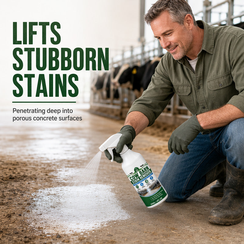 🥳2026 HOT SALE🥳💞50K+ SOLD!🐄✨ 50% OFF! Barn Stain Remover Spray – Professional‑strength formula removes dirt, stains & buildup. Freshens barns & farm surfaces – just spray & wipe! 🧹💪