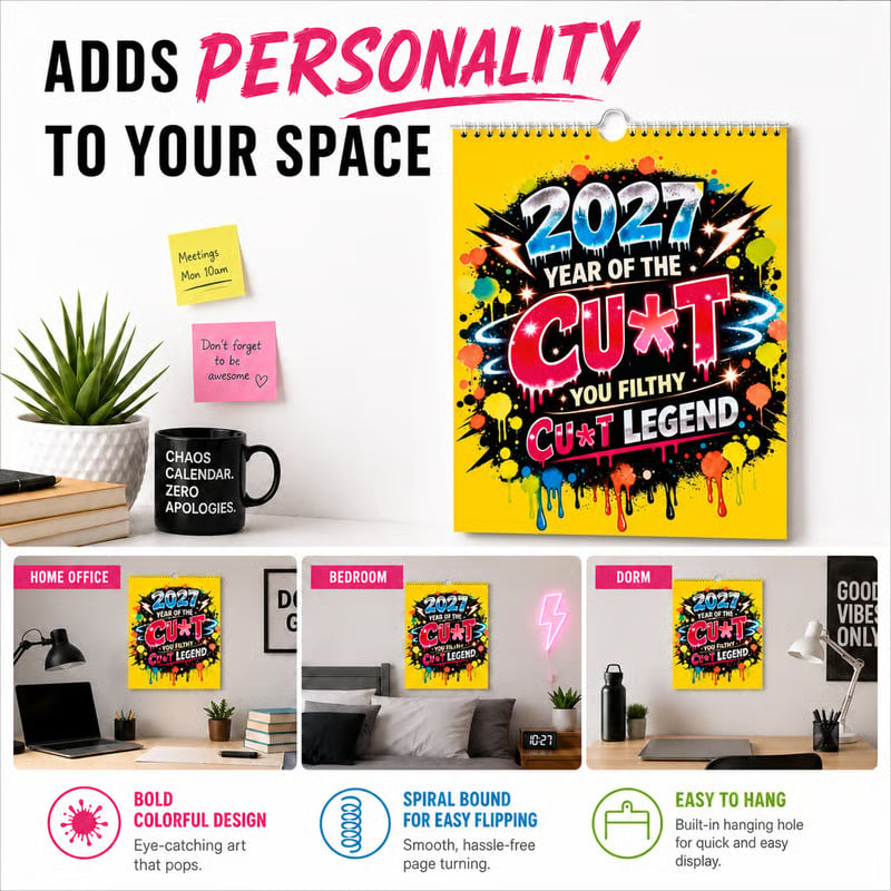 ❄️Summerfresh 50% OFF!📆2027 Year of the Cunt Wall Calendar – Bold Graffiti Humor Calendar