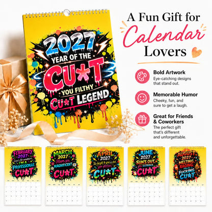 ❄️Summerfresh 50% OFF!📆2027 Year of the Cunt Wall Calendar – Bold Graffiti Humor Calendar