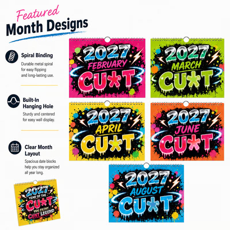 ❄️Summerfresh 50% OFF!📆2027 Year of the Cunt Wall Calendar – Bold Graffiti Humor Calendar
