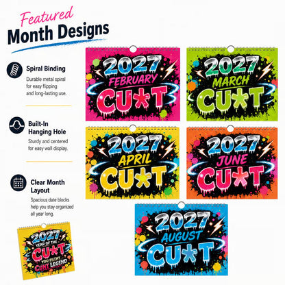 ❄️Summerfresh 50% OFF!📆2027 Year of the Cunt Wall Calendar – Bold Graffiti Humor Calendar