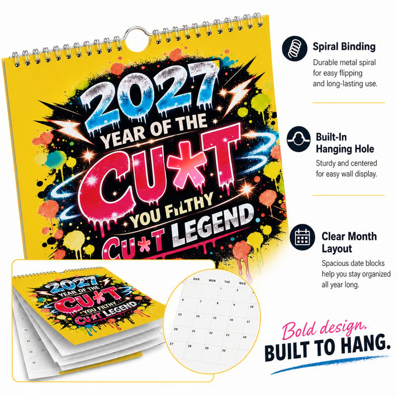 ❄️Summerfresh 50% OFF!📆2027 Year of the Cunt Wall Calendar – Bold Graffiti Humor Calendar