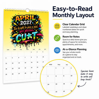 ❄️Summerfresh 50% OFF!📆2027 Year of the Cunt Wall Calendar – Bold Graffiti Humor Calendar