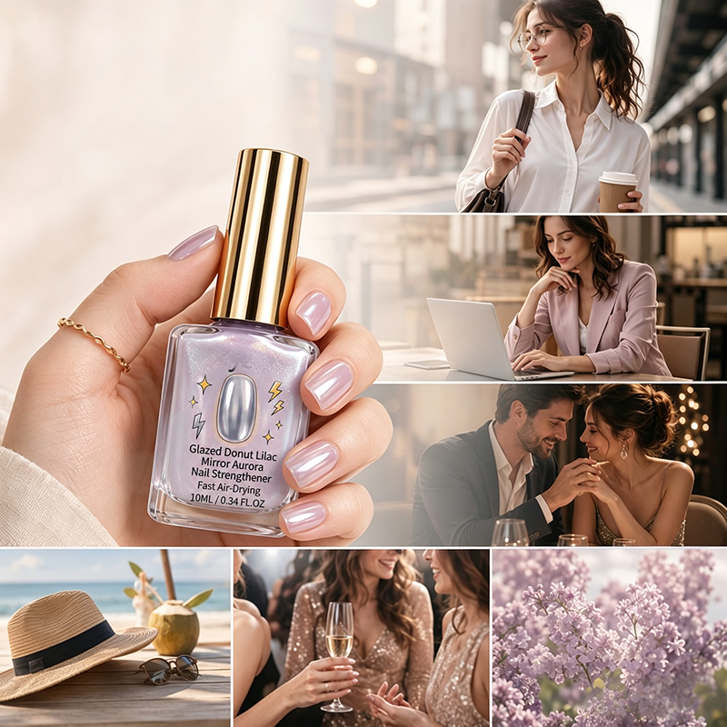 📢📢Buy 1 Get 1 Free!!! ⏰Lilac Glossy Mirror Nail Strengthener