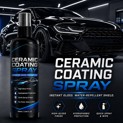 🔥HOT SALE 48%OFF🔥Nano Ceramic Coating Spray – Hydrophobic barrier repels rain & mud, restores deep mirror-like gloss. Paint, glass & wheels – one spray, showroom shine! 🛡️💎