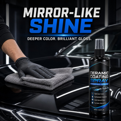 🔥HOT SALE 48%OFF🔥Nano Ceramic Coating Spray – Hydrophobic barrier repels rain & mud, restores deep mirror-like gloss. Paint, glass & wheels – one spray, showroom shine! 🛡️💎