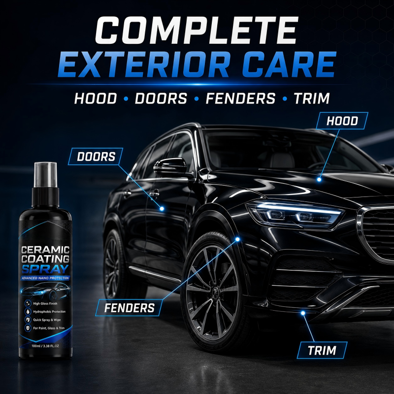 🔥HOT SALE 48%OFF🔥Nano Ceramic Coating Spray – Hydrophobic barrier repels rain & mud, restores deep mirror-like gloss. Paint, glass & wheels – one spray, showroom shine! 🛡️💎