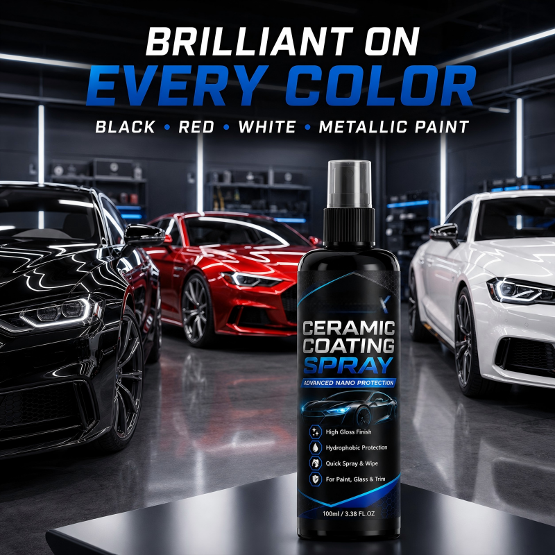 🔥HOT SALE 48%OFF🔥Nano Ceramic Coating Spray – Hydrophobic barrier repels rain & mud, restores deep mirror-like gloss. Paint, glass & wheels – one spray, showroom shine! 🛡️💎