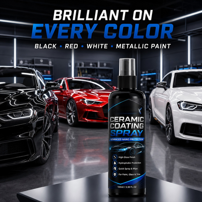 🔥HOT SALE 48%OFF🔥Nano Ceramic Coating Spray – Hydrophobic barrier repels rain & mud, restores deep mirror-like gloss. Paint, glass & wheels – one spray, showroom shine! 🛡️💎