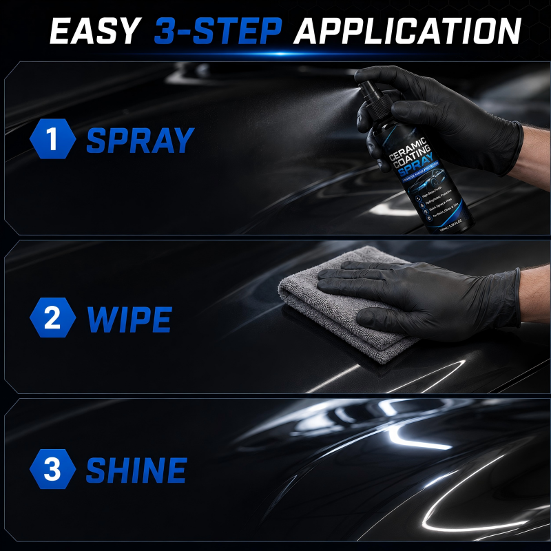 🔥HOT SALE 48%OFF🔥Nano Ceramic Coating Spray – Hydrophobic barrier repels rain & mud, restores deep mirror-like gloss. Paint, glass & wheels – one spray, showroom shine! 🛡️💎