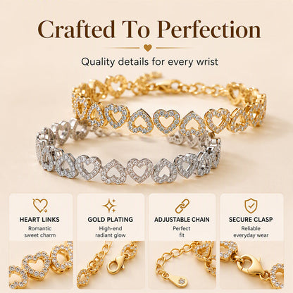 🎉 LIMITED TIME 50% OFF! 💖 Women's Elegant Sparkling Heart Bracelet – Dazzling Cubic Zirconia, Polished Finish & Lightweight Comfort ✨