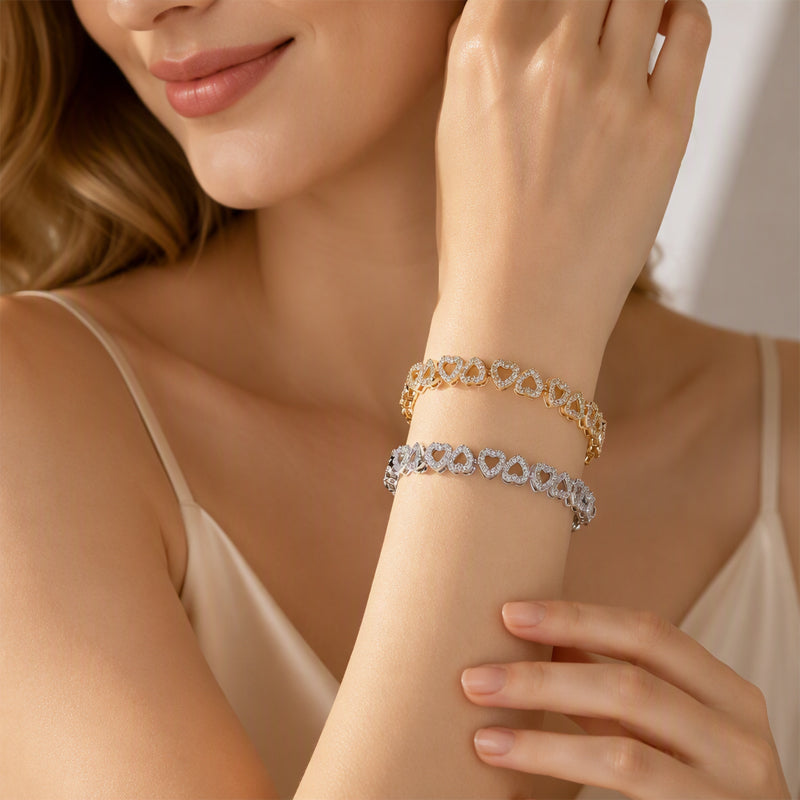 🎉 LIMITED TIME 50% OFF! 💖 Women's Elegant Sparkling Heart Bracelet – Dazzling Cubic Zirconia, Polished Finish & Lightweight Comfort ✨