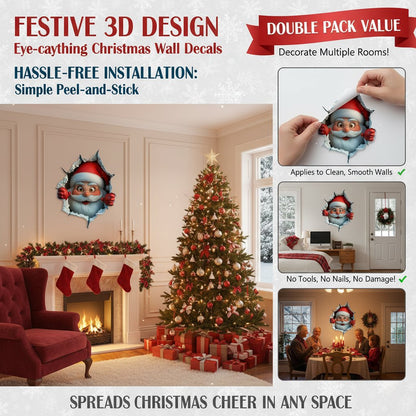 🎄❄️ Early Christmas Sale – 49% OFF!! 🎅 'Santa’s Surprise' 3D Wall Decals