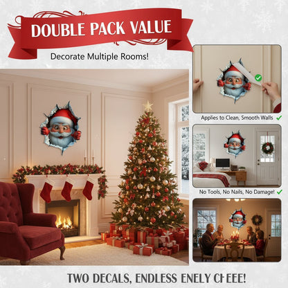 🎄❄️ Early Christmas Sale – 49% OFF!! 🎅 'Santa’s Surprise' 3D Wall Decals