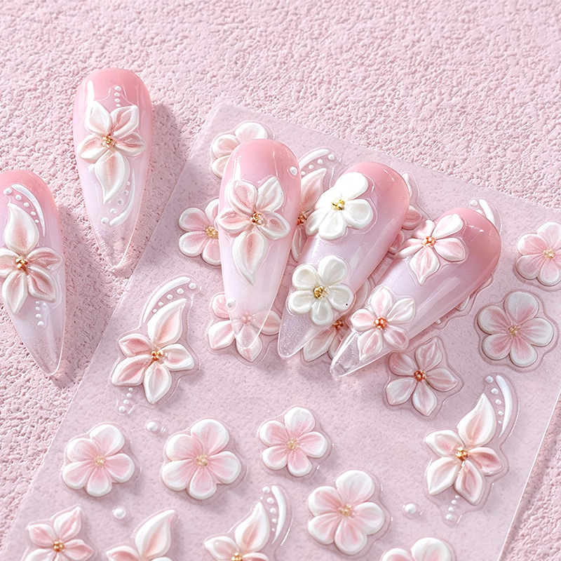 🎉 LIMITED TIME 50% OFF! 💅 5D Floral Nail Stickers – Raised Lily & Daisy Details, Spring Palette & Easy Peel-and-Apply ✨