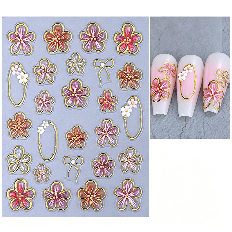 🎉 LIMITED TIME 50% OFF! 💅 5D Floral Nail Stickers – Raised Lily & Daisy Details, Spring Palette & Easy Peel-and-Apply ✨