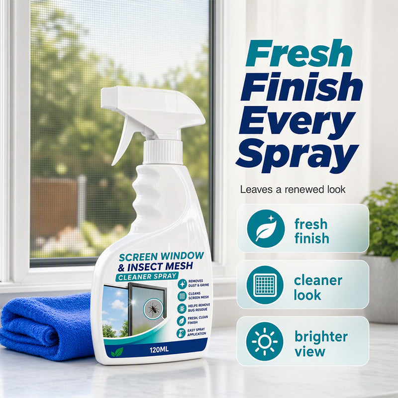 🔥50% OFF NOW! Window Screen & Mesh Cleaner Spray, No‑Rinse Screen Cleaning Solution with Cleaning Cloth, Quickly Remove Dust, Grime & Sticky Residues for Window Mesh Screens