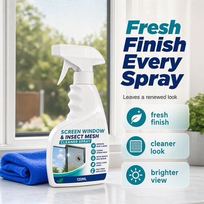 🔥50% OFF NOW! Window Screen & Mesh Cleaner Spray, No‑Rinse Screen Cleaning Solution with Cleaning Cloth, Quickly Remove Dust, Grime & Sticky Residues for Window Mesh Screens