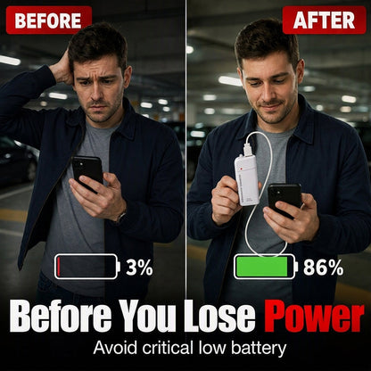 💥 BUY 1 GET 1 FREE + 50% OFF!🥳Portable Emergency Phone Charger AA Battery Powered Power Bank with LED Flashlight
