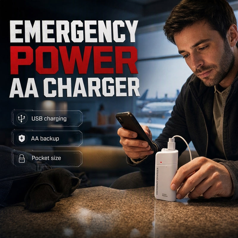 💥 BUY 1 GET 1 FREE + 50% OFF!🥳Portable Emergency Phone Charger AA Battery Powered Power Bank with LED Flashlight