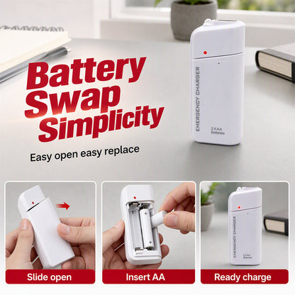 💥 BUY 1 GET 1 FREE + 50% OFF!🥳Portable Emergency Phone Charger AA Battery Powered Power Bank with LED Flashlight