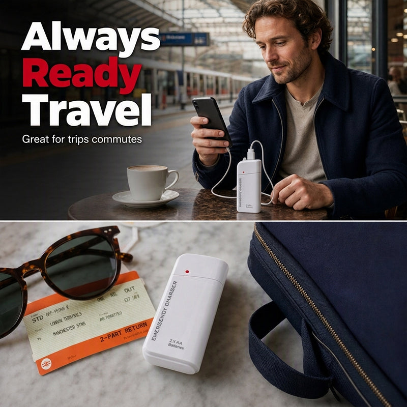 💥 BUY 1 GET 1 FREE + 50% OFF!🥳Portable Emergency Phone Charger AA Battery Powered Power Bank with LED Flashlight