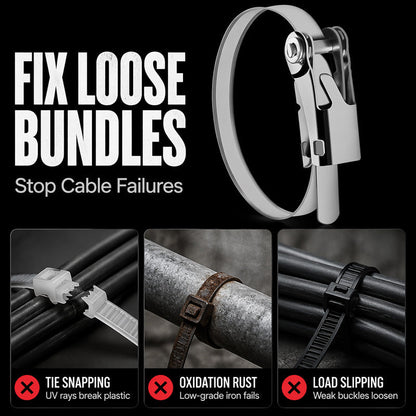📢📢50% OFF !! ⏰Heavy Duty Stainless Steel Cable Tie with Flip Lock Buckle