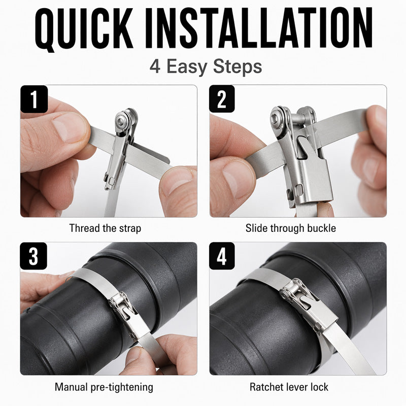 📢📢50% OFF !! ⏰Heavy Duty Stainless Steel Cable Tie with Flip Lock Buckle