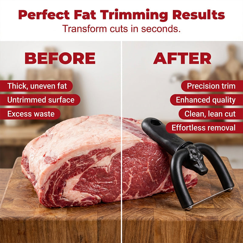 Handheld fat cutter for beef and pork