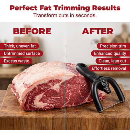 Handheld fat cutter for beef and pork