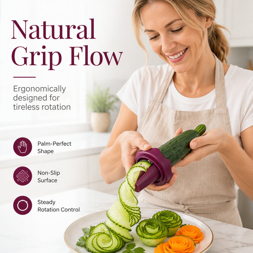 Manual Vegetable Spiralizer and Curler for Rose Flower Carving