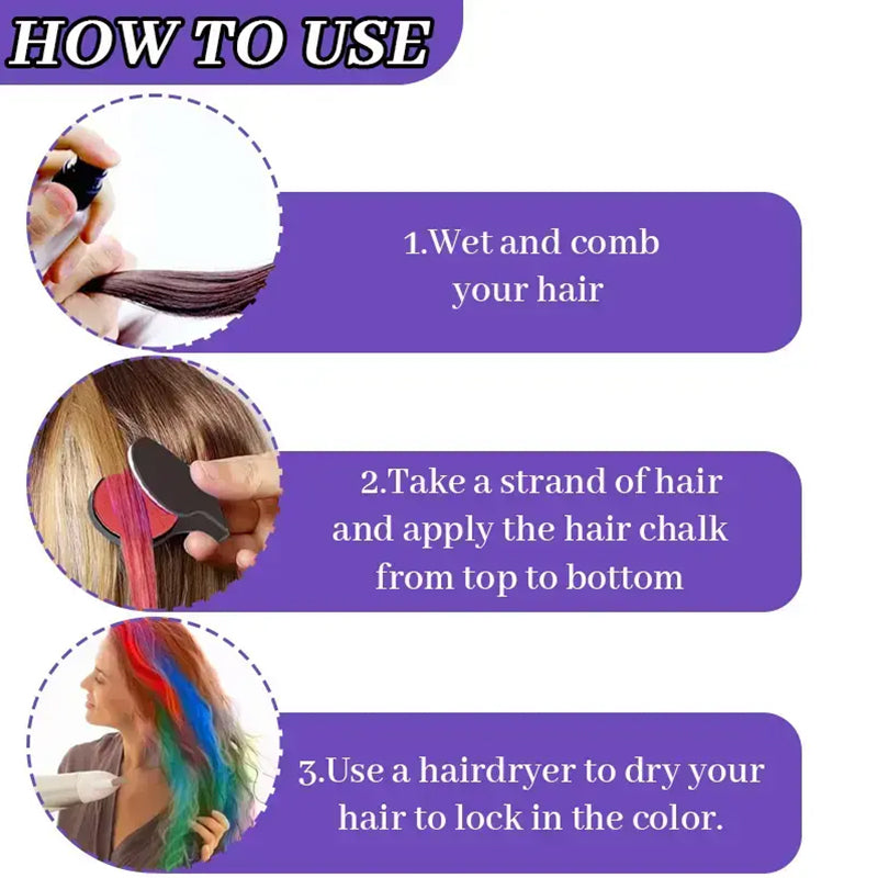Temporary Hair Chalk Set for Girls