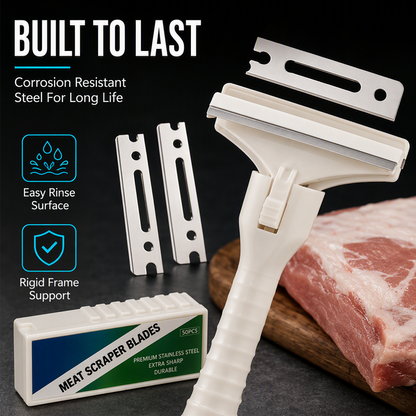 🥩🔥 49% OFF! Stainless Steel Meat Scraper – Easy Fat & Fascia Removal Tool for Beef & Pork 🔪✨