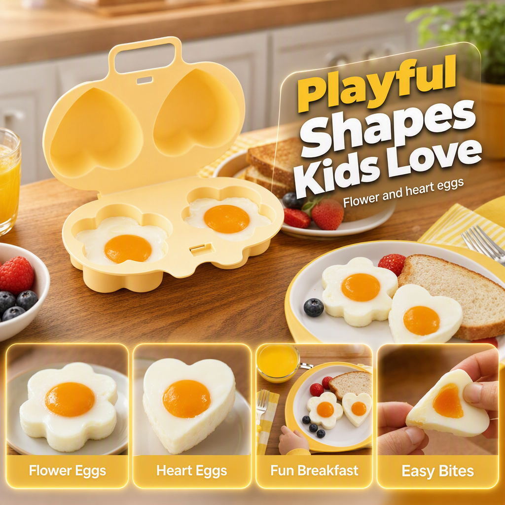 Microwave Egg Poacher with Heart and Flower Shapes