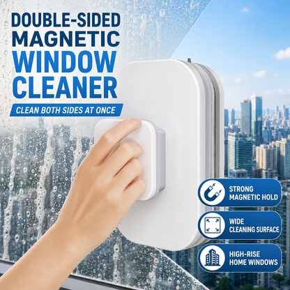 🥳2026 HOT SALE 50% OFF! 🥳💞50K+ SOLD!⚡6‑in‑1 Magnetic Glass Cleaner – 30% wider cleaning area, perfect for high‑rise windows. Dual pads + squeegee – flawless results from the first pass! 🪣🪟