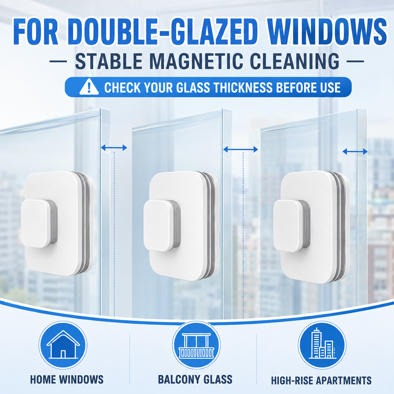 🥳2026 HOT SALE 50% OFF! 🥳💞50K+ SOLD!⚡6‑in‑1 Magnetic Glass Cleaner – 30% wider cleaning area, perfect for high‑rise windows. Dual pads + squeegee – flawless results from the first pass! 🪣🪟