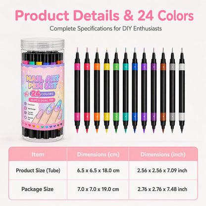 📢📢50% OFF !!⏰️ 24 Colors Dual Ended Nail Art Pens Set