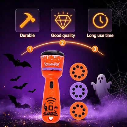 🎄 Kids Christmas Halloween Projection Flashlight Toy – Create Magical Bedtime Stories With 24 Festive Light Slides