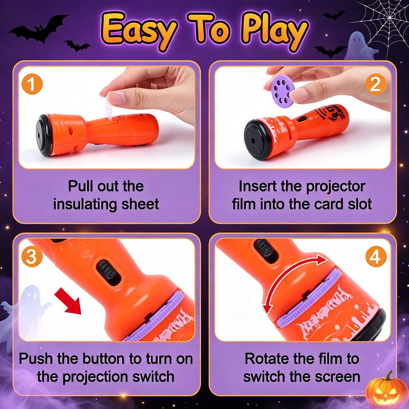 🎄 Kids Christmas Halloween Projection Flashlight Toy – Create Magical Bedtime Stories With 24 Festive Light Slides