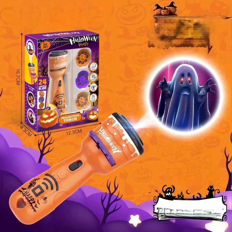 🎄 Kids Christmas Halloween Projection Flashlight Toy – Create Magical Bedtime Stories With 24 Festive Light Slides