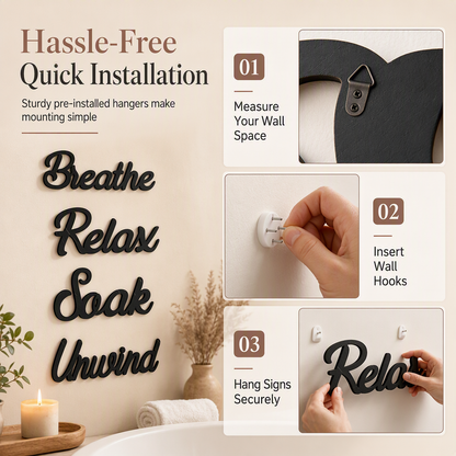 🛁 BUY 2 GET 1 FREE! 🧱 Farmhouse Bathroom Decor Set – 4‑piece, wood cutouts & stylish ✨