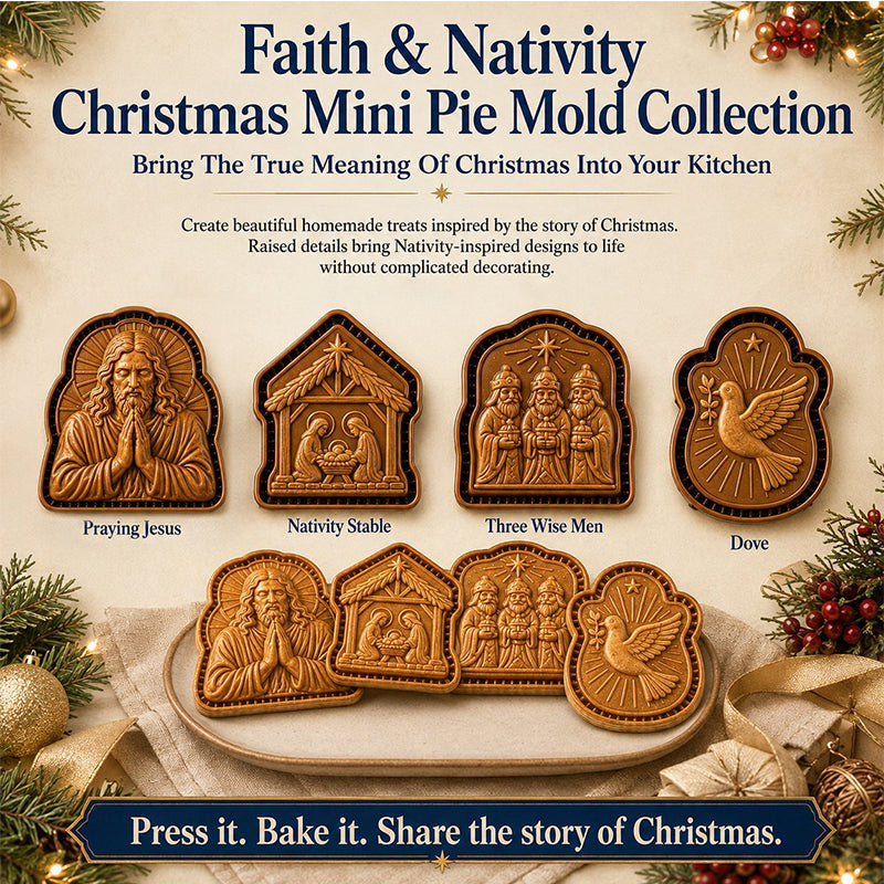 🎁🎄Christmas Sale 50% OFF!🥧 Faith-Inspired Christmas Mini Pie Mold – 3D Holiday Pastry Press for Meaningful Christmas Baking