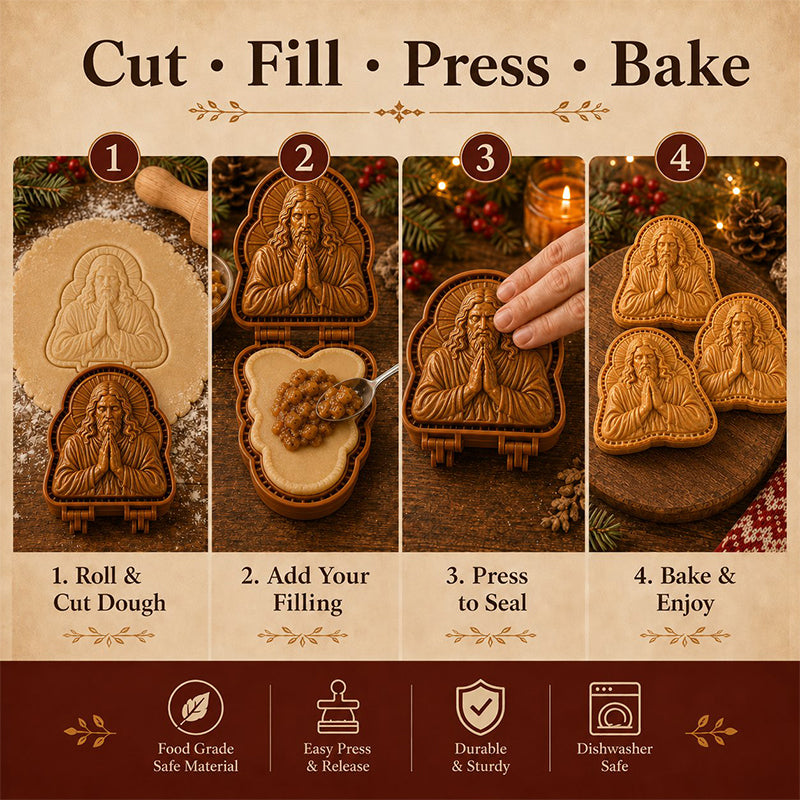 🎁🎄Christmas Sale 50% OFF!🥧 Faith-Inspired Christmas Mini Pie Mold – 3D Holiday Pastry Press for Meaningful Christmas Baking
