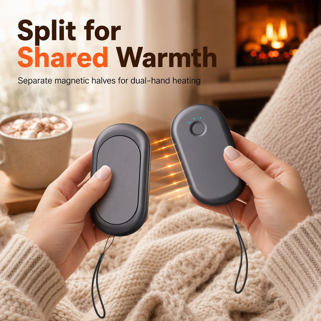 📢📢40% OFF !! ⏰Magnetic Split 2-in-1 Rechargeable Hand Warmer Mini Portable USB Electric Hand Warmer