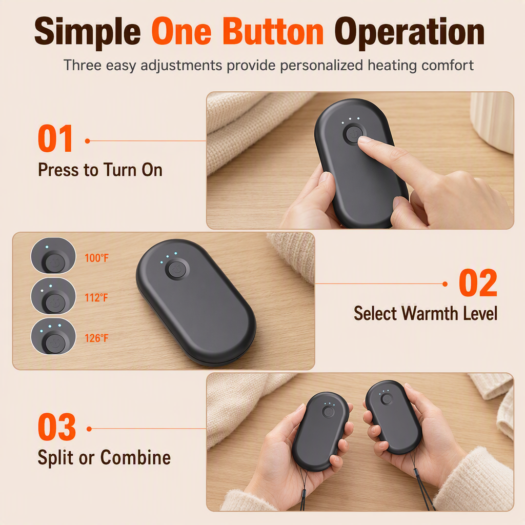 📢📢40% OFF !! ⏰Magnetic Split 2-in-1 Rechargeable Hand Warmer Mini Portable USB Electric Hand Warmer
